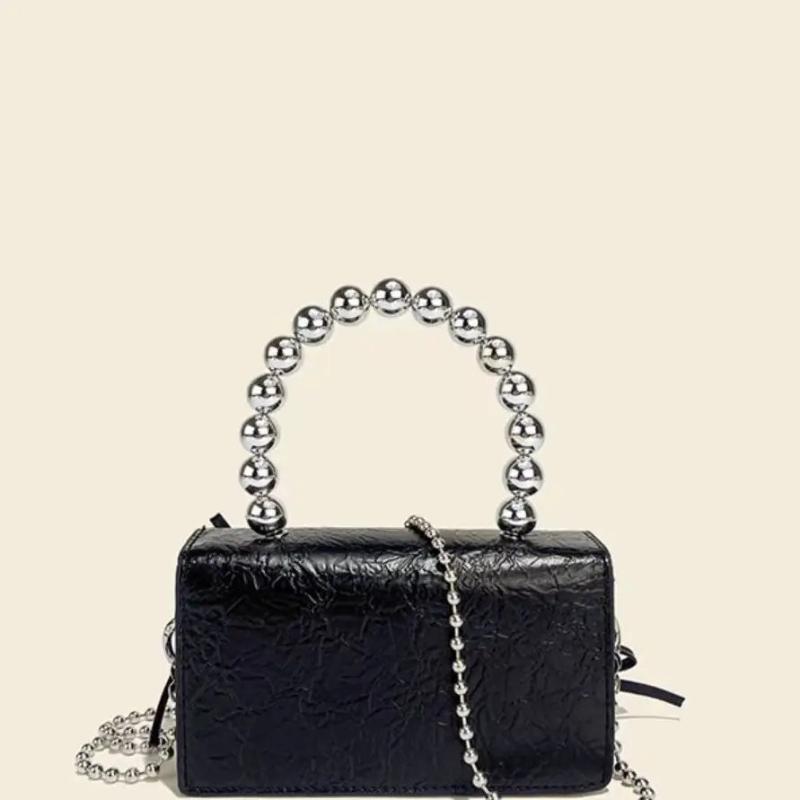 Women Small Square Shoulder Bag Metal Chain Crossbody Bag