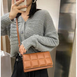 Plaid Shoulder Bag for Women PU Leather Handbag