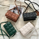 Plaid Shoulder Bag for Women PU Leather Handbag