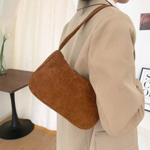 Plush Corduroy Square Bag One Shoulder Handbag