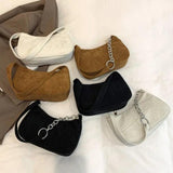 Plush Corduroy Square Bag One Shoulder Handbag