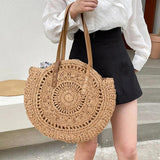 Large Capacity Straw Beach Shoulder Bag Women Tote Handbag