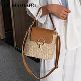 Straw Bucket Bag Women Crossbody Travel Purse Shoulder Messenger Bolsos