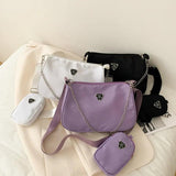 2pcs Women Chain Shoulder Bag Nylon Crossbody Handbag