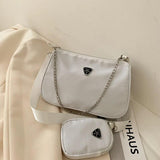 2pcs Women Chain Shoulder Bag Nylon Crossbody Handbag