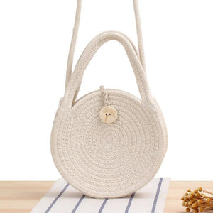 Round Cotton Rope Crossbody Woven Beach Bag