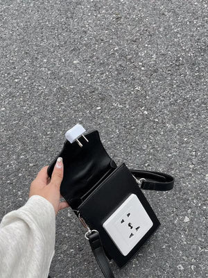 Socket Women Shoulder Bag Small Square Crossbody Bag PU Leather Female Purse Han