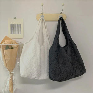 Pleated Shoulder Bag Women Large Capacity Tote Handbag