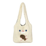 Cute Cartoon Peach Plush Shoulder Tote Bag Women Handbags