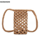 Summer Straw Crossbody Bag Hollow Out Mini Shoulder Bags