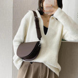 Vintage Solid Saddle Bag High Leather Shoulder Handbags