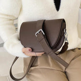 Vintage Solid Saddle Bag High Leather Shoulder Handbags