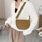 Vintage Solid Saddle Bag High Leather Shoulder Handbags