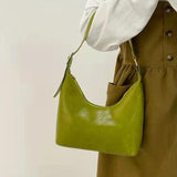 Vintage Oil Wax Leather Women Underarm Bags Solid Ladies Square Shoulder Bag