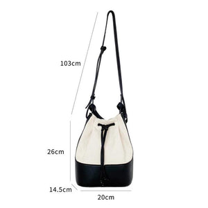 Women's Bucket Handbags Drawstring Small Shoulder Bag PU Leather Crossbody