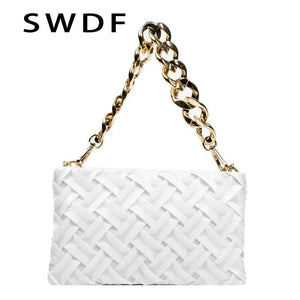 Small Soft Fabric Weave Crossbody Bag for Women Summer Shoulder Handbag