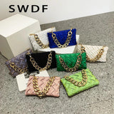 Small Soft Fabric Weave Crossbody Bag for Women Summer Shoulder Handbag