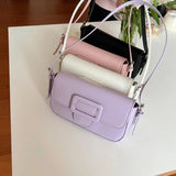 Solid PU Leather Small Shoulder Bag Vintage Underarm Women Handbag