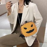 Devil Pumpkin Shaped Handbag Halloween Crossbody Bag