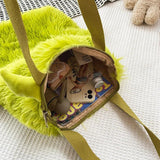 Embroidered Little Monster Plush Soft Shoulder Bag