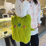 Embroidered Little Monster Plush Soft Shoulder Bag