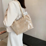 Clear Straw Beach Shoulder Bags PVC Jelly Tote Bags Large Weave Handba