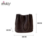 Women Bucket Bag Tote Cotton Cloth Handbag Magnetic Buckle