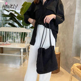 Women Bucket Bag Tote Cotton Cloth Handbag Magnetic Buckle