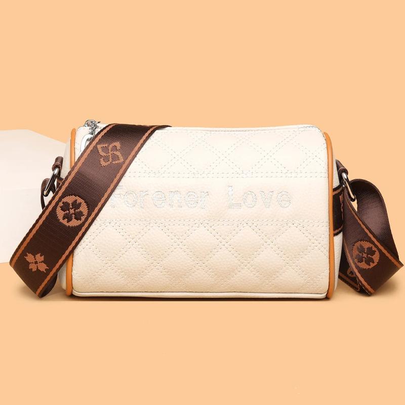 Leather Crossbody Bag Barrel Shaped Messenger Bag for Ladies