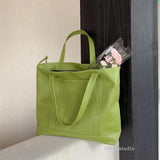 Large Capacity Green Shoulder Bag Soft PU Leather Female Underarm Bags