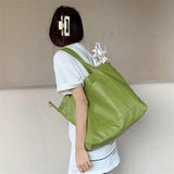 Large Capacity Green Shoulder Bag Soft PU Leather Female Underarm Bags