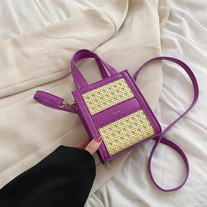 Straw Beach Bag Rattan Woven Shoulder Bag Crossbody Handbag Summer