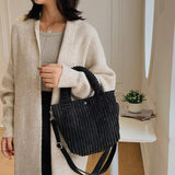 Fluffy Striped Shoulder Bag - Candy Casual Zipper Handbag