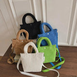 Fluffy Striped Shoulder Bag - Candy Casual Zipper Handbag