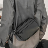 Solid PU Leather Crossbody Messenger Bag for Men