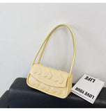 Red Heart Texture Small Square Shoulder Bag Ladies Top Handle Underarm Bag