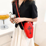 Coffin Shape Gothic Messenger Bag for Halloween Party