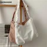 Harajuku Folding Canvas Tote Handbag Elastic Band Shoulder Bag