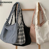 Harajuku Folding Canvas Tote Handbag Elastic Band Shoulder Bag