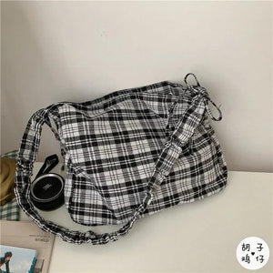 Harajuku Folding Canvas Tote Handbag Elastic Band Shoulder Bag