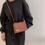 Square Shoulder Bag Solid Pu Leather Crossbody Bags For Women