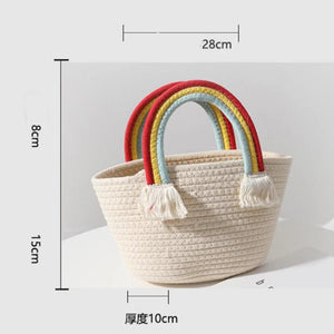 Rainbow Cotton Summer Women's Handbag Bohemian Vacation Beach Bag
