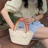 Rainbow Cotton Summer Women's Handbag Bohemian Vacation Beach Bag