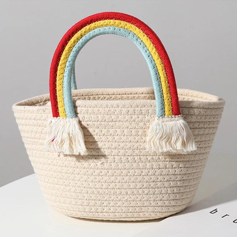 Rainbow Cotton Summer Women's Handbag Bohemian Vacation Beach Bag