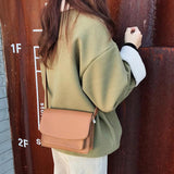 Vintage Messenger Bag Women Small Square Purse Handbag Solid Female Crossbody Ba