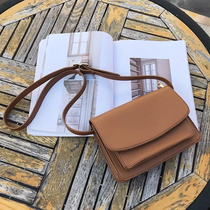 Vintage Messenger Bag Women Small Square Purse Handbag Solid Female Crossbody Ba