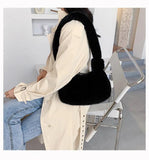 Qiaoduo Solid Shoulder Underarm Bag Women Plush Soft Autumn Winter Fluffy Female