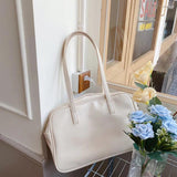 College Style Shoulder Bag for Women Large Capacity Retro PU Leather