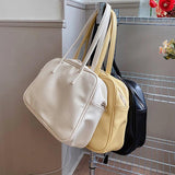 College Style Shoulder Bag for Women Large Capacity Retro PU Leather