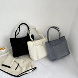 Corduroy Shoulder Shopping Bag Casual Tote for Autumn and Winter